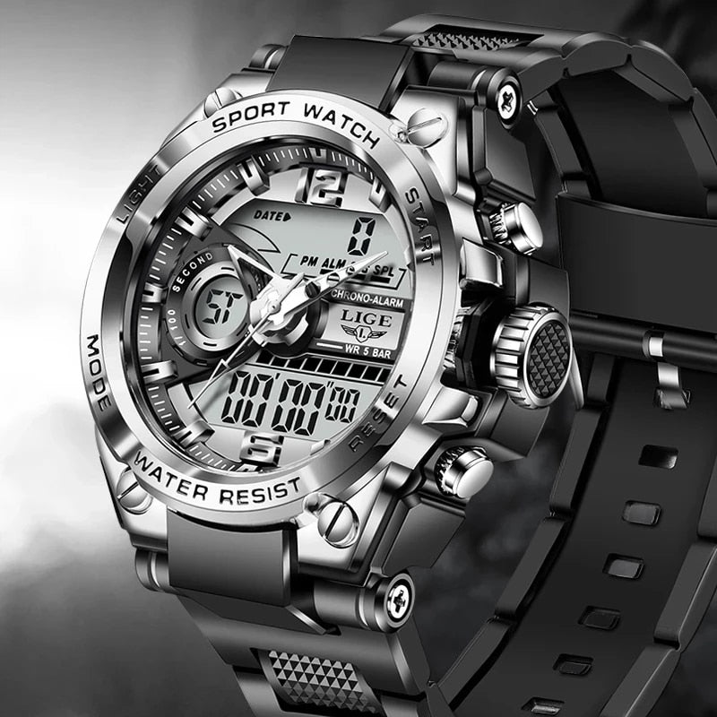 Men Military Watch Digital 50m Waterproof Wristwatch LED Quartz Clock Sport Watch