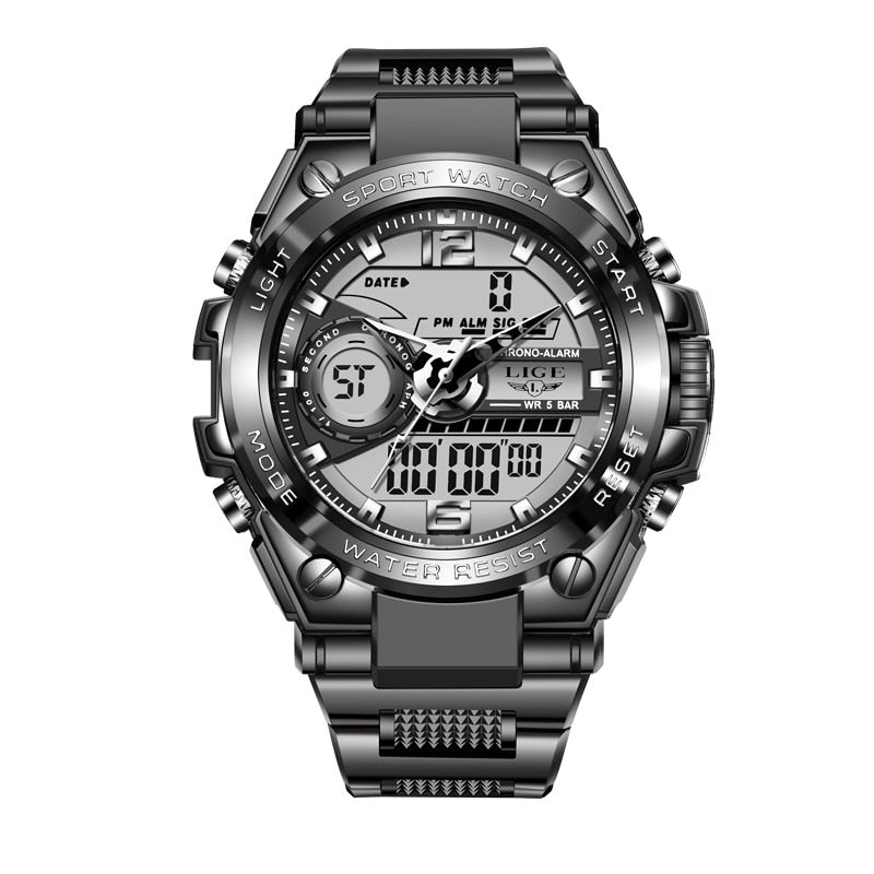 Men Military Watch Digital 50m Waterproof Wristwatch LED Quartz Clock Sport Watch