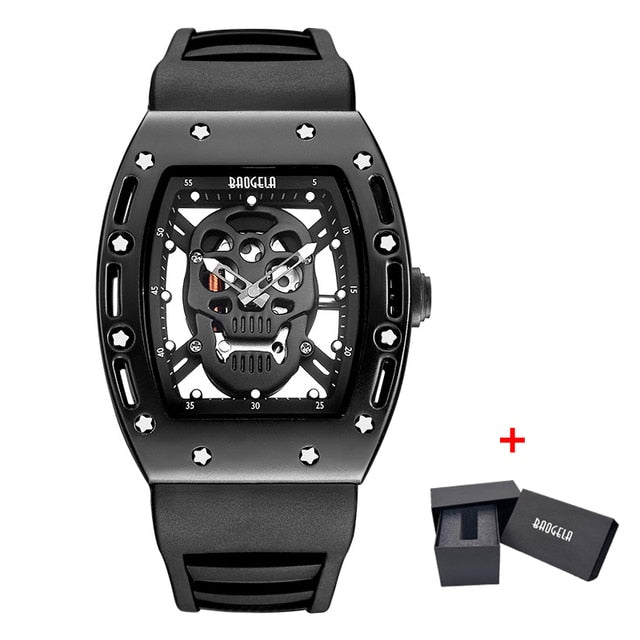 Pirate Skull Style Men Watch Military Waterproof Skeleton Wristwatch For Man Silicone Luminous Quartz Watch