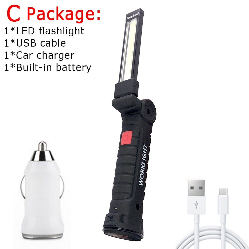 Multifunctional Folding Work Light LED Flashlight Built-in Battery Light Camping Flashlight