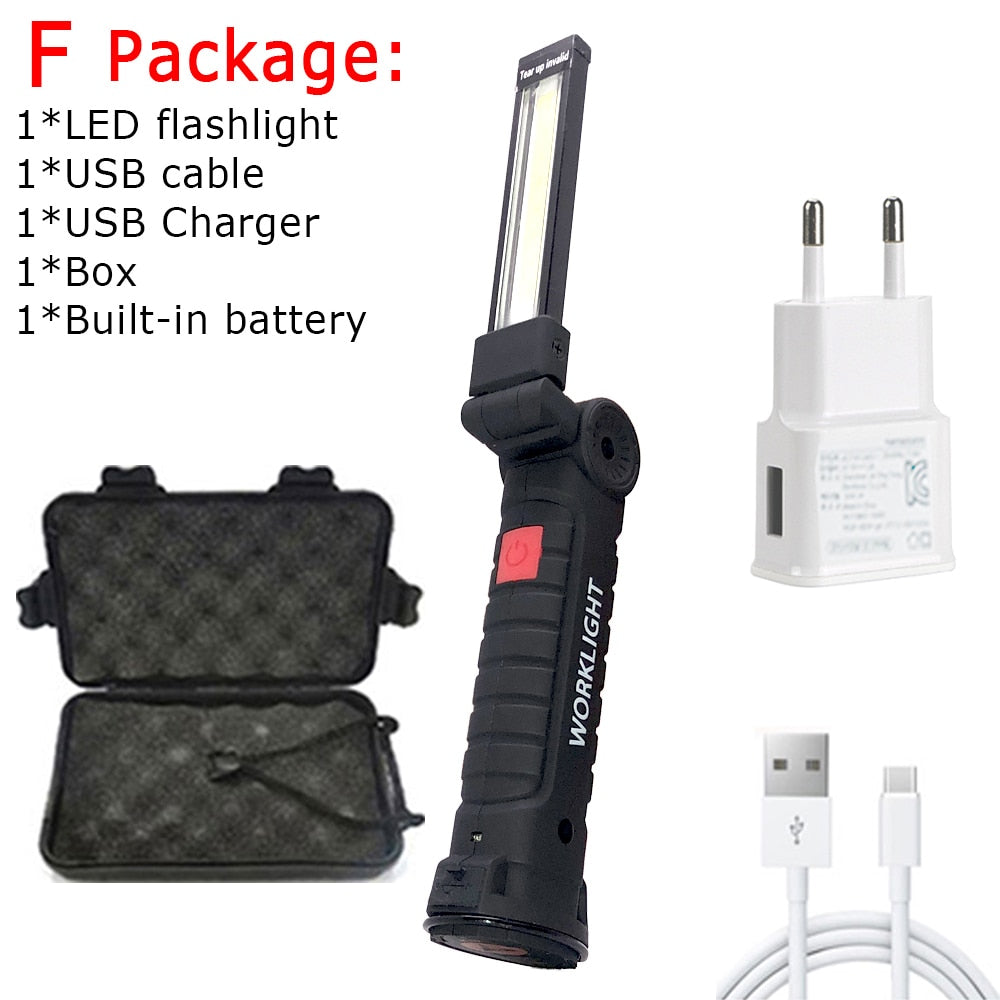 Multifunctional Folding Work Light LED Flashlight Built-in Battery Light Camping Flashlight