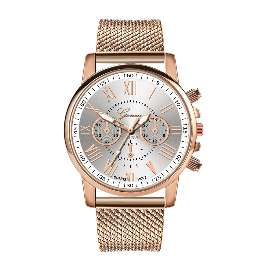 Watches Fashion Geneva Brand Roman Numeral Simple Clock