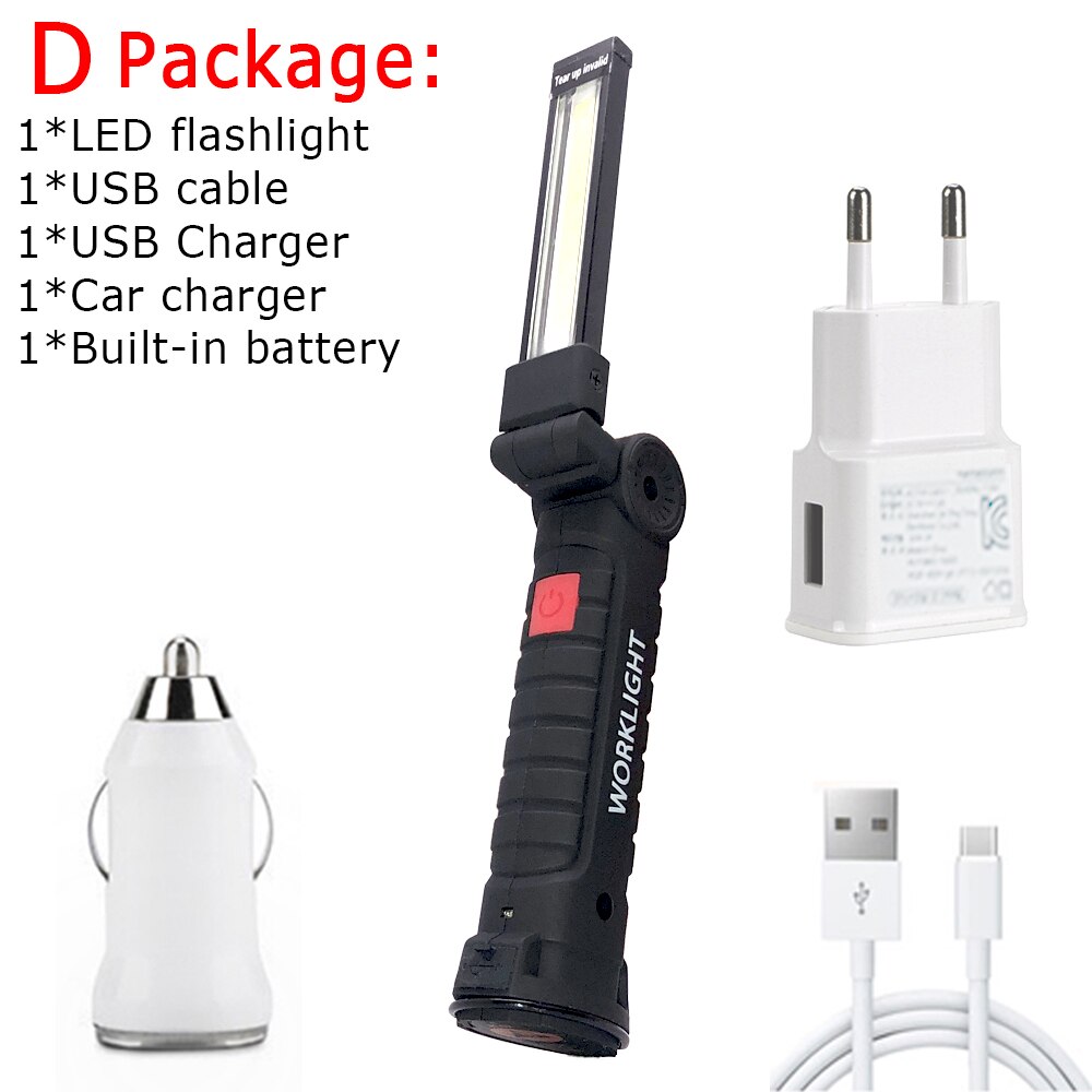 Multifunctional Folding Work Light LED Flashlight Built-in Battery Light Camping Flashlight