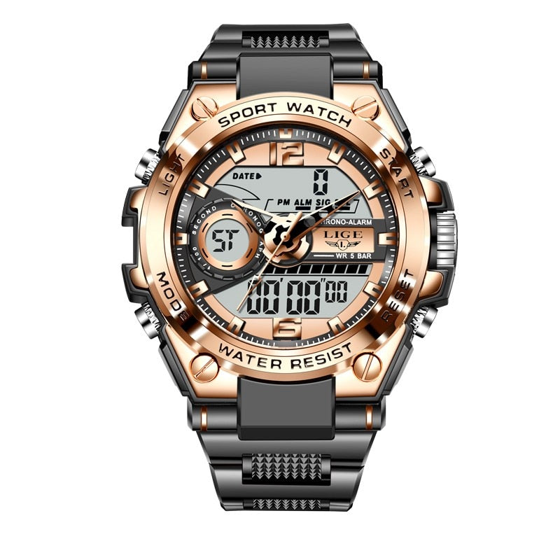 Men Military Watch Digital 50m Waterproof Wristwatch LED Quartz Clock Sport Watch