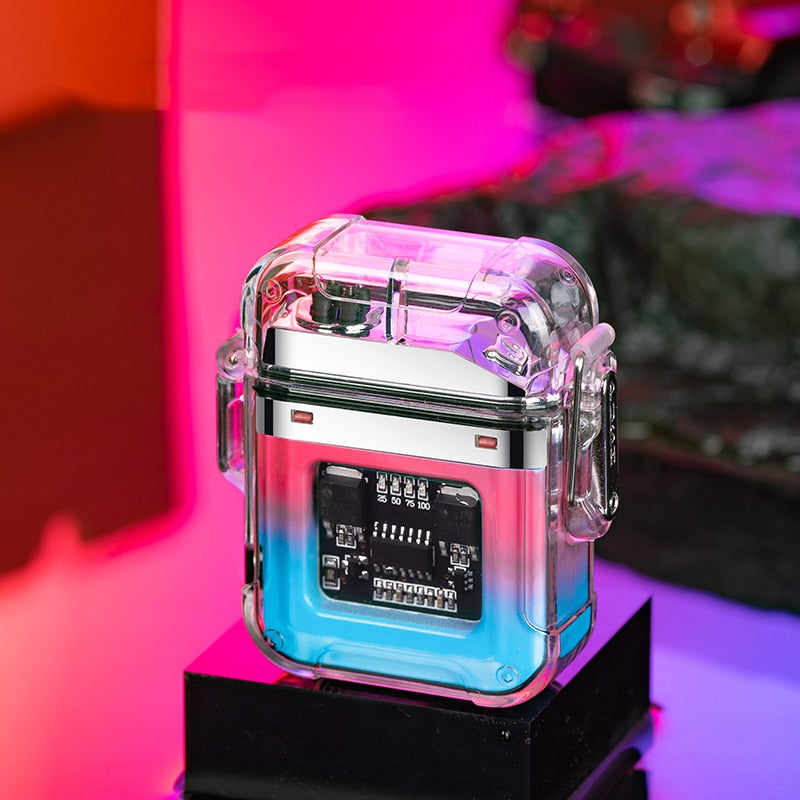 Waterproof Lighter Windproof Lighter Electric Flashlight Transparent Plasma ARC USB Rechargeable Lighters