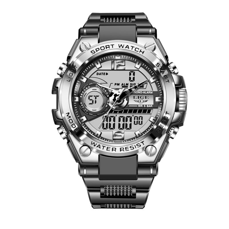 Men Military Watch Digital 50m Waterproof Wristwatch LED Quartz Clock Sport Watch