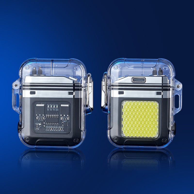 Waterproof Lighter Windproof Lighter Electric Flashlight Transparent Plasma ARC USB Rechargeable Lighters