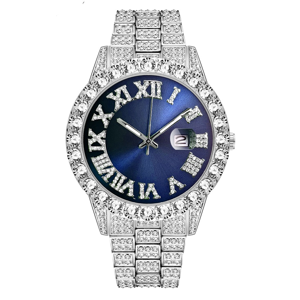 Iced Out Watch Men Luxury Brand Full Diamond Mens Watches AAA CZ Quartz Watch Waterproof