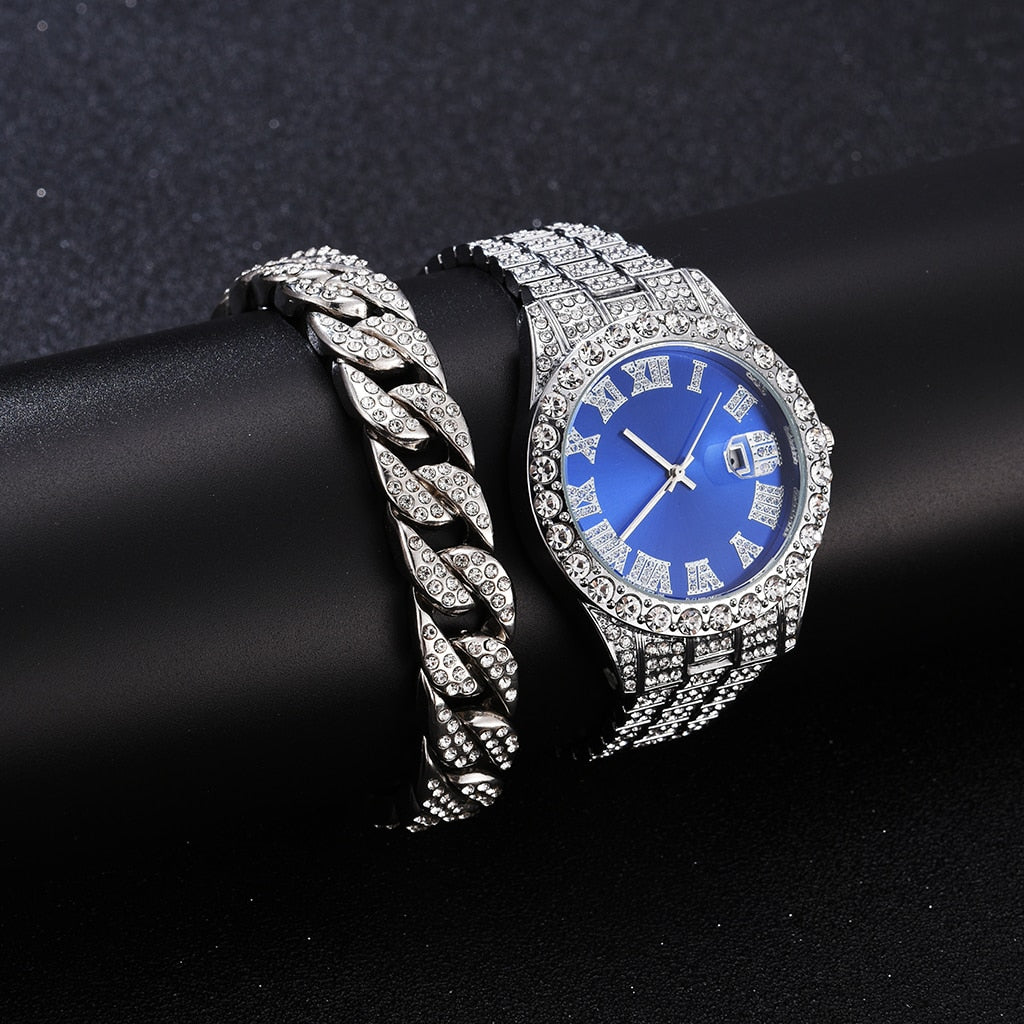 Iced Out Watch Men Luxury Brand Full Diamond Mens Watches AAA CZ Quartz Watch Waterproof