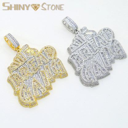 Letters Necklace For Men Bling Micro Pave 5A CZ Cubic Zirconia Money Bag Pendant Iced Out