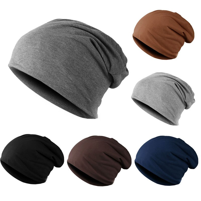 Solid Color Beanies Hats For Man Male Classical Bonnet Caps Soft Cotton Windproof Skullies