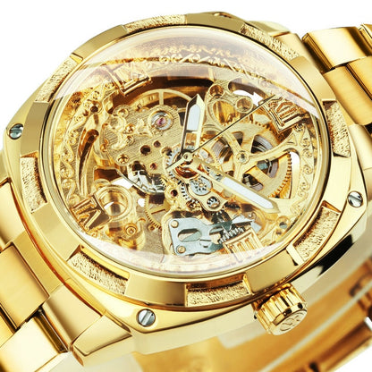 Transparent Skeleton Watch for Men Mechanical Automatic Mens Watches Top Brand Luxury Design Fashion Engraving