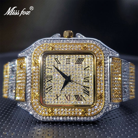 Ice Out Luxury Full Diamond Quartz Watches For Men or Women Classic Stylish Waterproof Watch