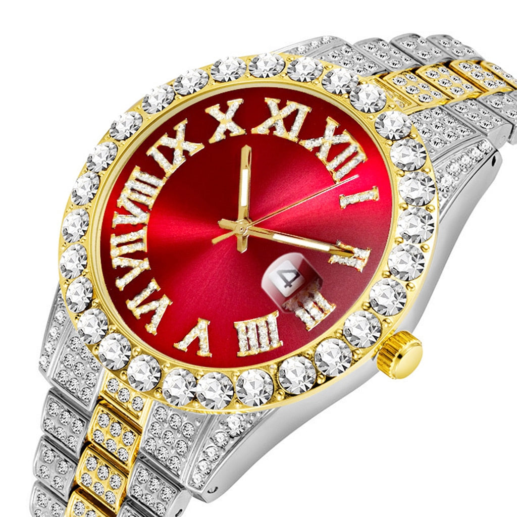 Iced Out Watch Men Luxury Brand Full Diamond Mens Watches AAA CZ Quartz Watch Waterproof