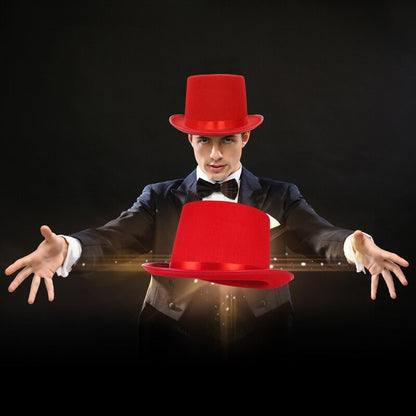 Felt Top Hat  High Adults Costume Dress Up Party Hats Gentleman Novelty Magician Satin Top Hats Black Red