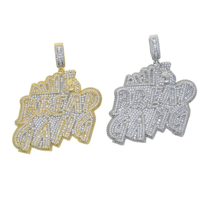 Letters Necklace For Men Bling Micro Pave 5A CZ Cubic Zirconia Money Bag Pendant Iced Out