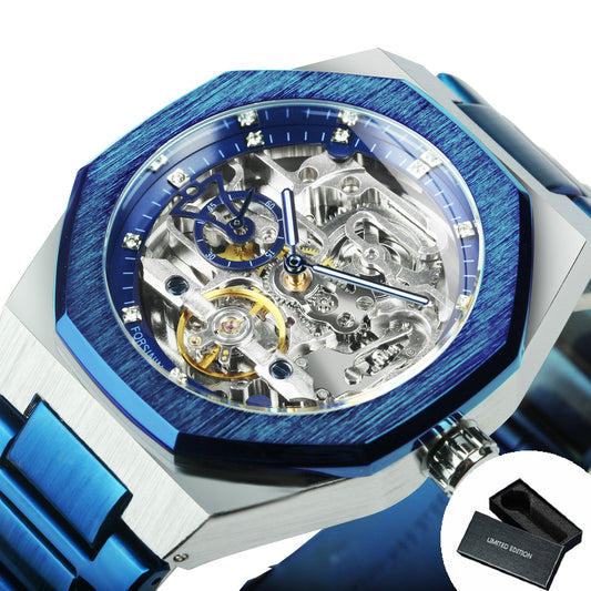 Tourbillon Mechanical Watch for Men Automatic Steel Strap Skeleton Mens Watches Top Brand Luxury 2021 Reloj Hombre