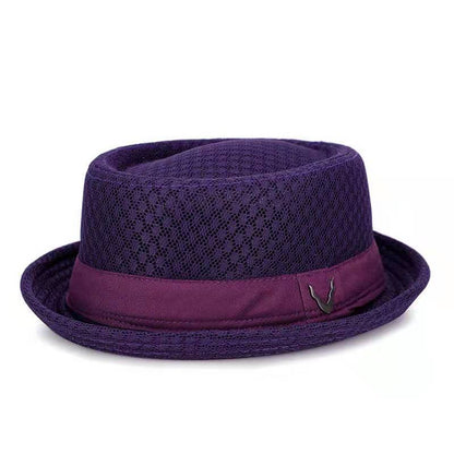 England jazz hat breathable mesh flat hat  visor straw hat beach hat Retro cap Foldable cap sun hat casual Panama hat