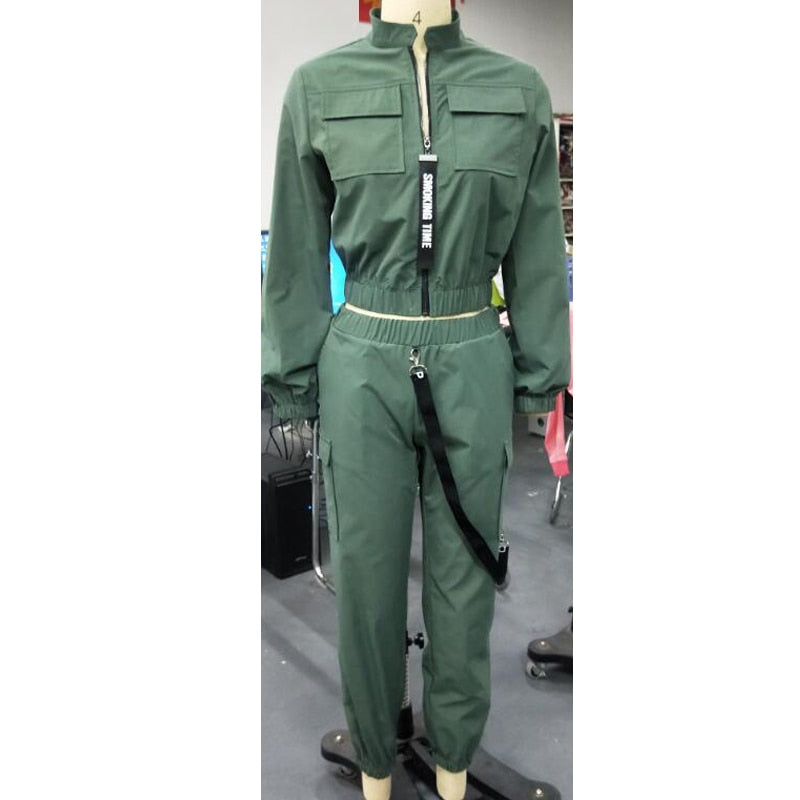 Long Sleeve Zipper Tops Pants Streetwear Track Suit Casual Women Set 2 Pieces