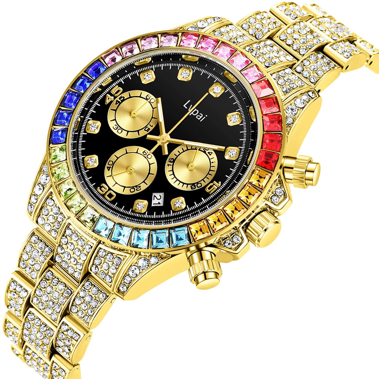 Relogio Luxury Men Watch Branded Women watches Fashion Clock Stainless steel Strap Diamond Dial Shiny Watch