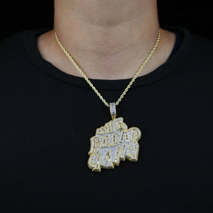 Letters Necklace For Men Bling Micro Pave 5A CZ Cubic Zirconia Money Bag Pendant Iced Out