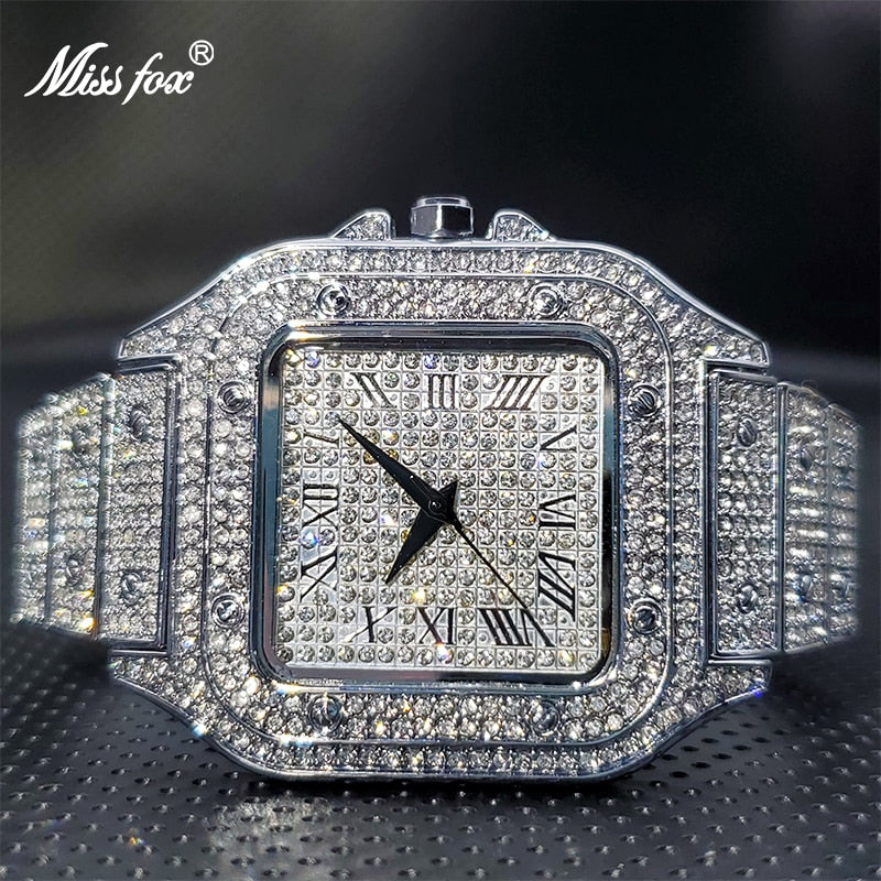Ice Out Luxury Full Diamond Quartz Watches For Men or Women Classic Stylish Waterproof Watch