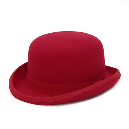 100% Wool Felt Derby Bowler Hat For Men Women Satin Lined Fashion Party Formal Fedora Costume Magician Hat