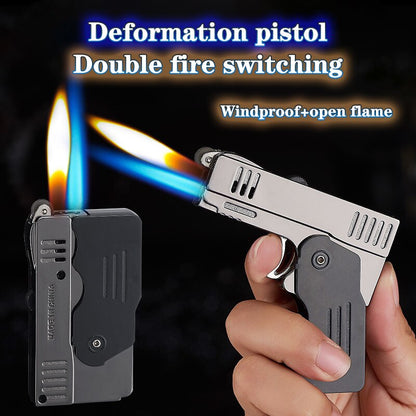 Creative Gun Model Lighter Butane Gas Jet Lighter Flashlight Turbo Spray Gun Blue Flame Cigar Smoking Accessories no Gas Lighter