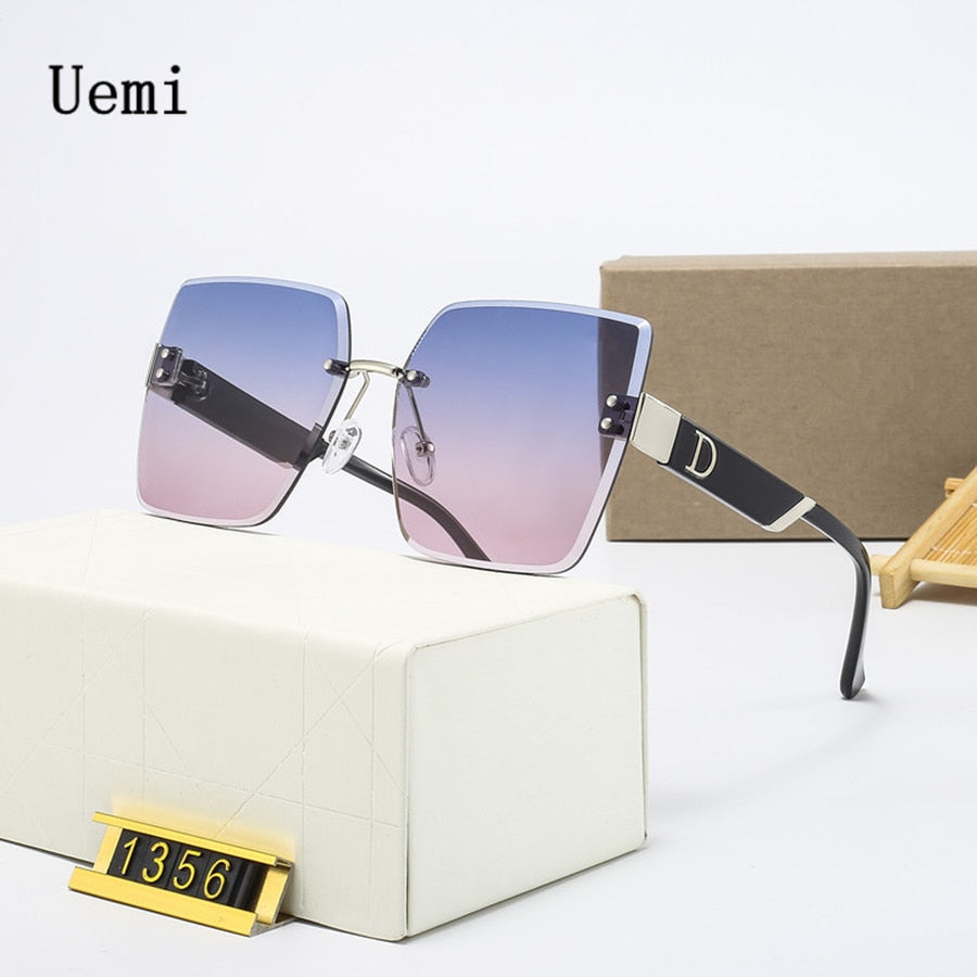 Fashion Luxury Brand Rimless Women Sunglasses For Men Vintage Designer Sun Glasses Square Red Shades UV400 Eyewear