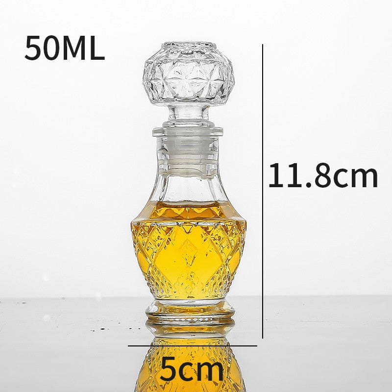 Cute small size 50ML lead-free glass whiskey decanter barware bottle for Liquor Scotch Bourbon