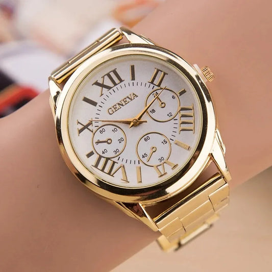 Relogio Feminino New Famous Brand Women Gold Stainless Steel Quartz Watch Luxury Casual Analog Clock Hot Sale Reloj Mujer