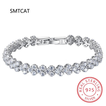 100% Solid Silver 925 Lab Diamonds Simulated Moissanite Bracelets