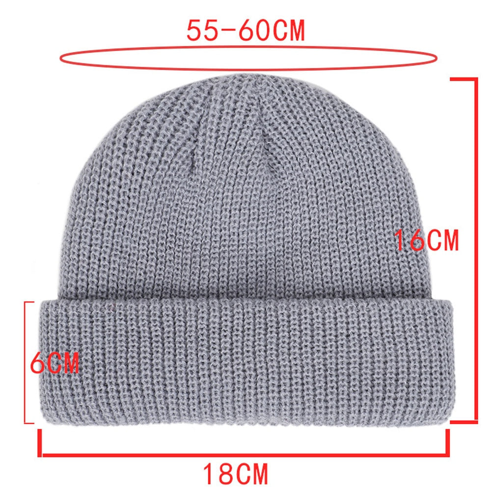 Winter Warm Beanies Casual Short Thread Hat Adult Wool Knitted Skull Cap Elastic Unisex