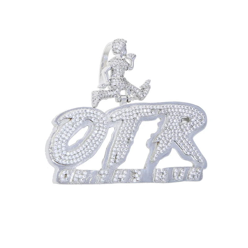 OTR Letters Pendant Necklace Iced Out Bling CZ Stones Fashion Jewelry