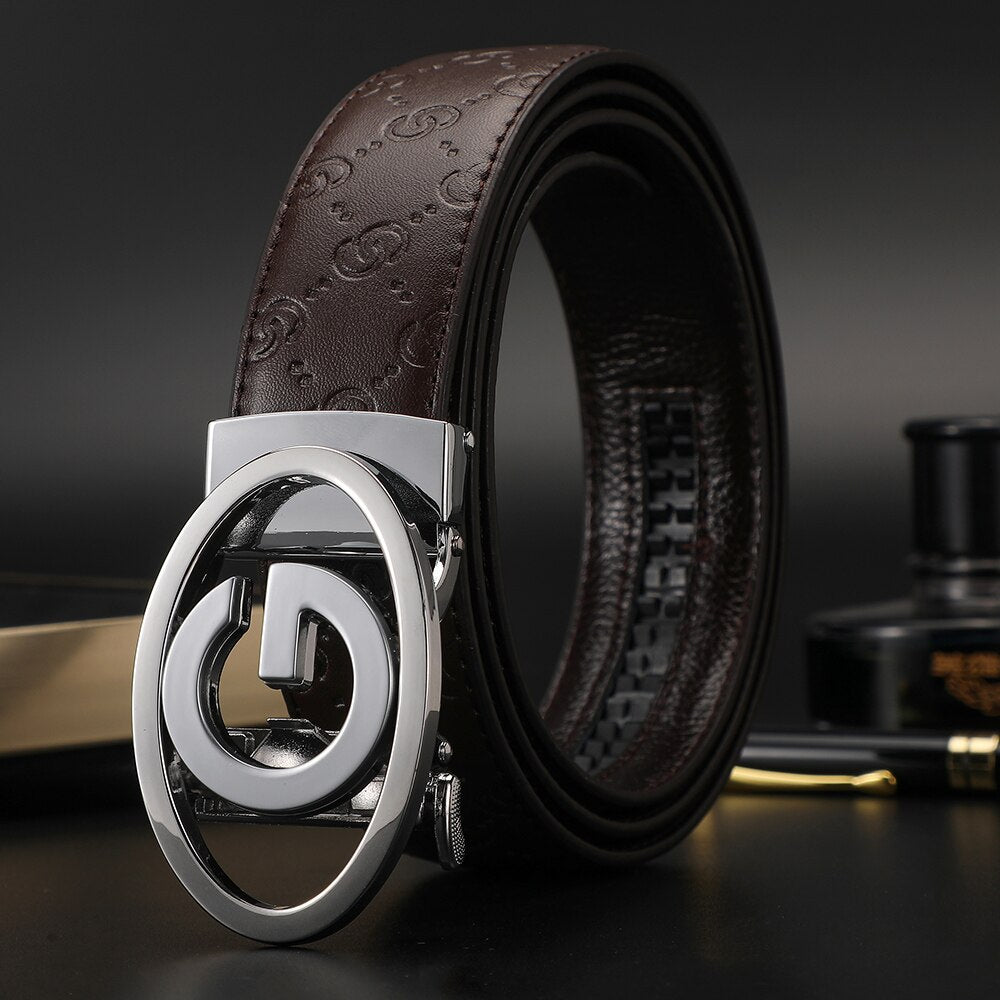 Men Top Quality Leather Belts Strap Metal Automatic Buckle Belt for Men Designer Luxury Women belt jeans