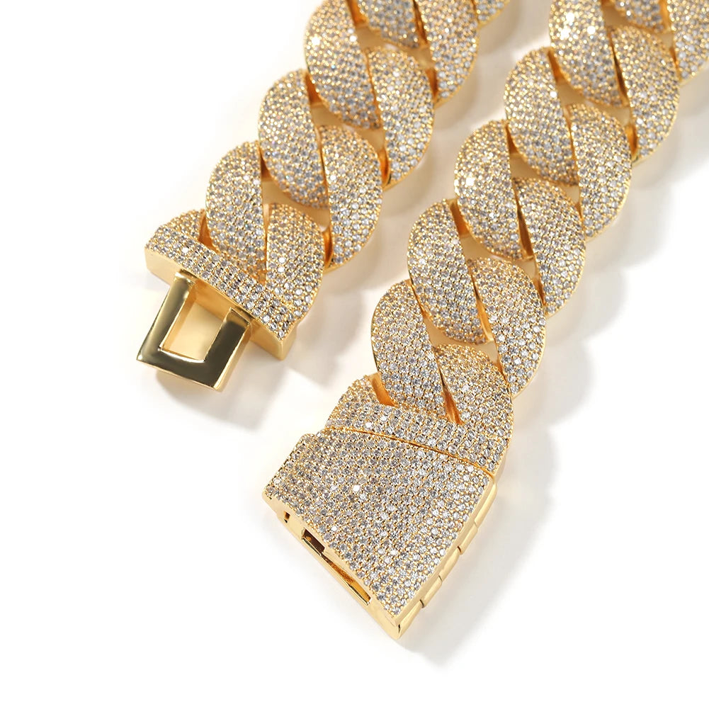 24mm Heavy Miami Cuban Link Chain Necklaces for Men Iced Out CZ Stones Bling Bracelets