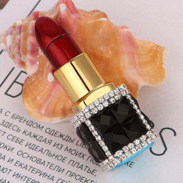 New Diamond Lipstick Lighter Butane Gas Inflatable Women's Pink Water Diamond Portable Lighter High end Creative Women's Gift