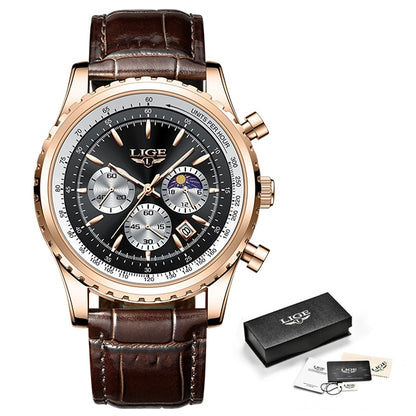 Fashion Mens Watch Stainless Steel Top Brand Luxury Sport Chronograph Quartz Wrist Watches for Men Relogio Masculino+Box