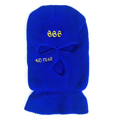 Embroidery 3 Hole Ski Mask Knit Full Face Cover Winter Uzi Balaclava Cap Men Women Windproof Hat