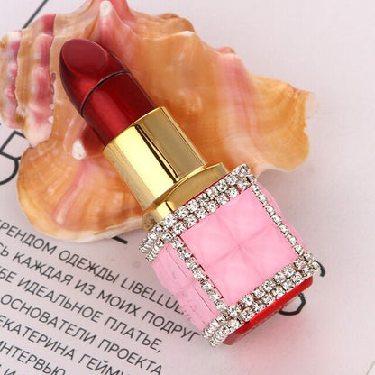 New Diamond Lipstick Lighter Butane Gas Inflatable Women's Pink Water Diamond Portable Lighter High end Creative Women's Gift