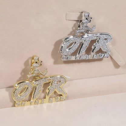 OTR Letters Pendant Necklace Iced Out Bling CZ Stones Fashion Jewelry