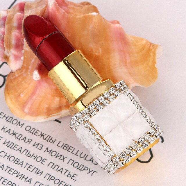 New Diamond Lipstick Lighter Butane Gas Inflatable Women's Pink Water Diamond Portable Lighter High end Creative Women's Gift