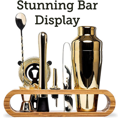 Cocktail Bar set Mixology Bartender Kit: 10-Piece Bar Tool Set with Stylish Bamboo Stand