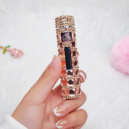 New Diamond Double Arc Lighter Personalized Creative Cylindrical Windproof Charging Lighter Cigarette Accessories Ladies Gifts