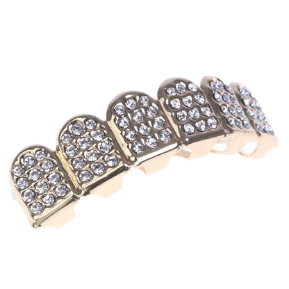 1pcs/1set Fshion Gold/silver Teeth Top Bottom Men Women Diamond Jewelry Stylish And Luxury Gift