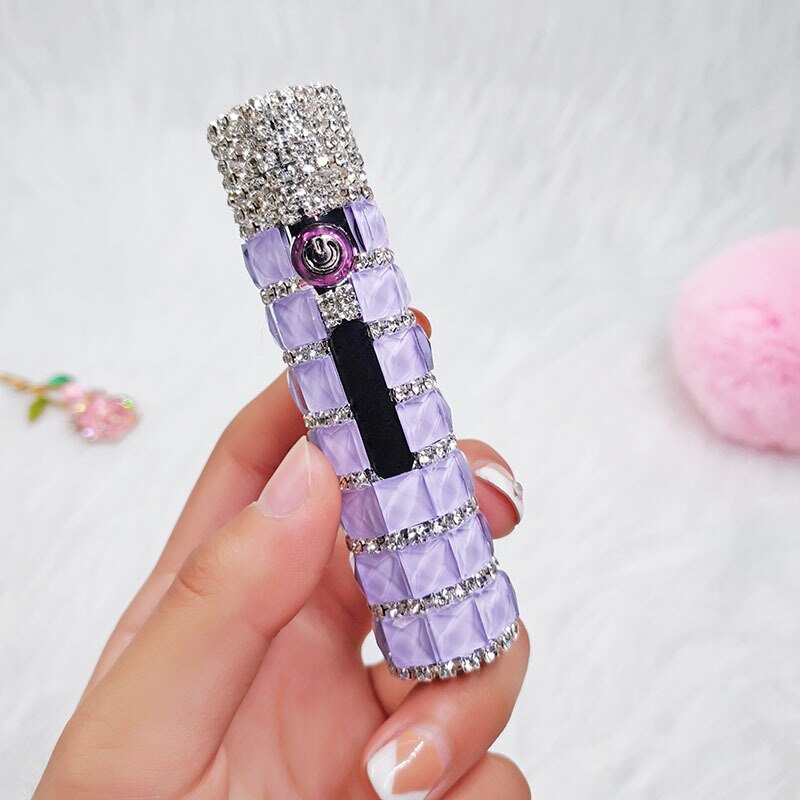 New Diamond Double Arc Lighter Personalized Creative Cylindrical Windproof Charging Lighter Cigarette Accessories Ladies Gifts