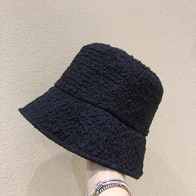 Summer Chiffon Mesh Fisherman Hat Thin Pleated Temperament Basin Hats Spring and Autumn Street Fashion All-match Sun Cap