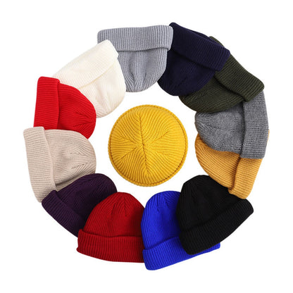 Winter Warm Beanies Casual Short Thread Hat Adult Wool Knitted Skull Cap Elastic Unisex