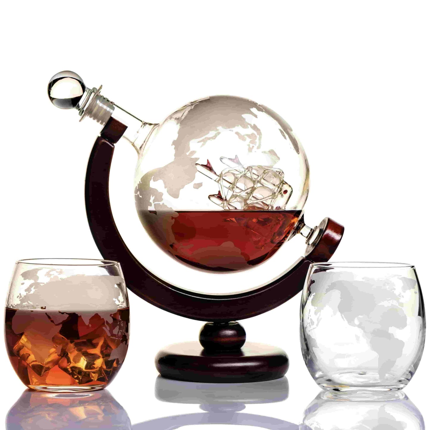 Globe Whiskey Decanter Gift Set Handmade Home Bar Decor Airtight Liquor Dispense Gift for Men Dad Boyfriend Husband 850 ML