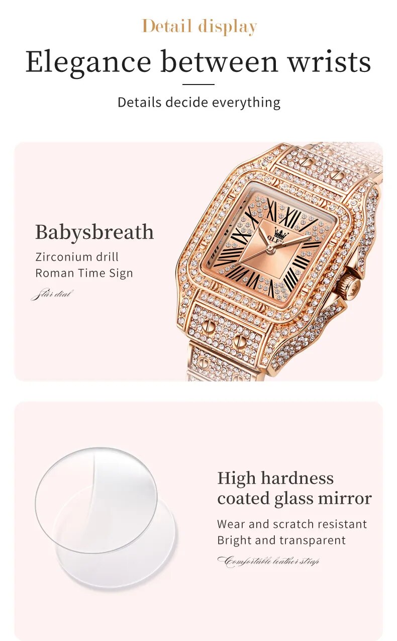 Watch for Women All Diamond Luxury Waterproof Stainless steel Rose Gold Elegant Original Women's Quartz Watch